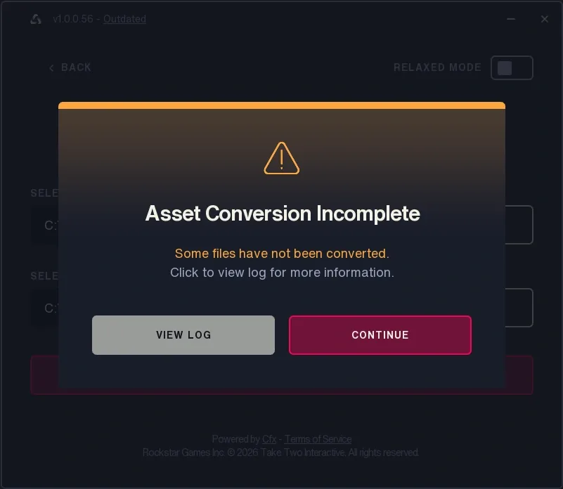 Alchemist reporting an incomplete asset conversion to FiveM Enhanced